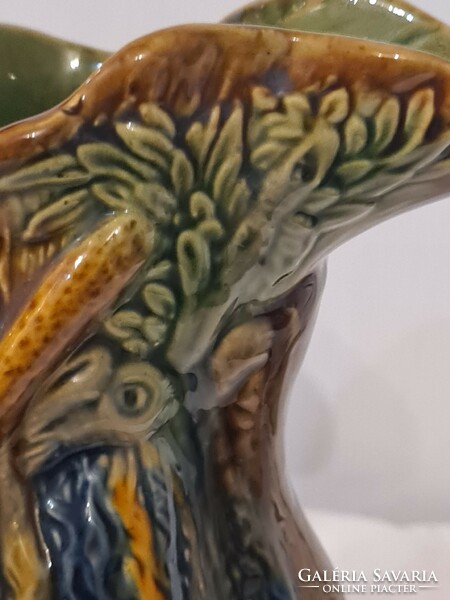 Extra rare antique hunting majolica jug with hunting vizsla ferdinand gerbing