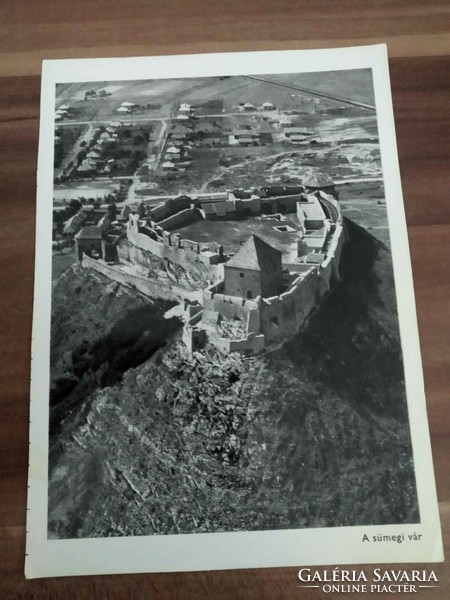 Légifotó,A  sümegi vár, lap mérete: 16 cm x 11,5 cm