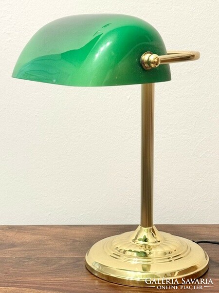 A library lamp with a gilded body, a banker's lamp