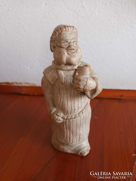 Drinking monk - rare ceramic figure - ceramic sculpture