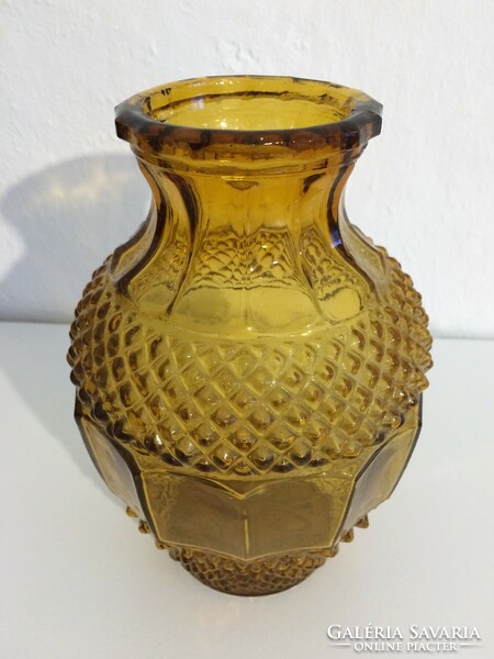 Yellow-brown retro glass vase