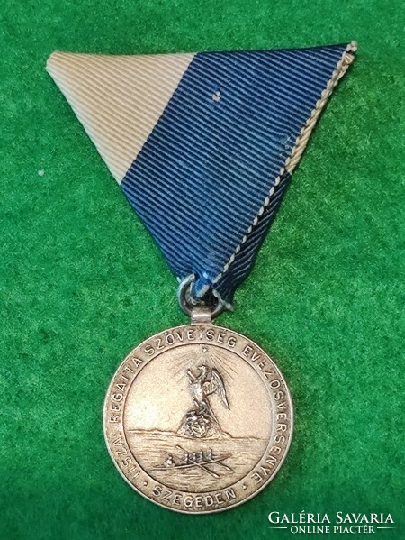 Old marked silver sports medal - Szeged - Tisza regatta association rowing competition