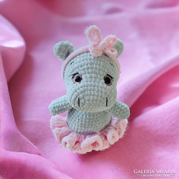Ballerina hippo crocheted plush