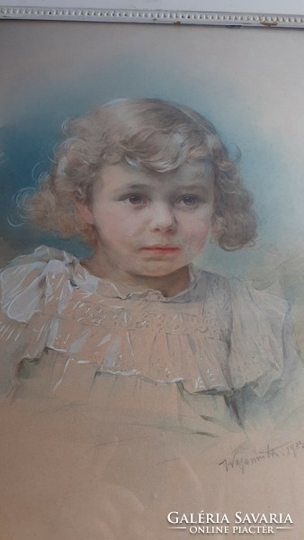 Beautiful little girl portrait watercolor painting