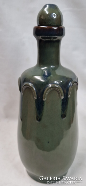Ceramic, dripped glaze spout, bottle, with stopper, in perfect condition, 29 cm.
