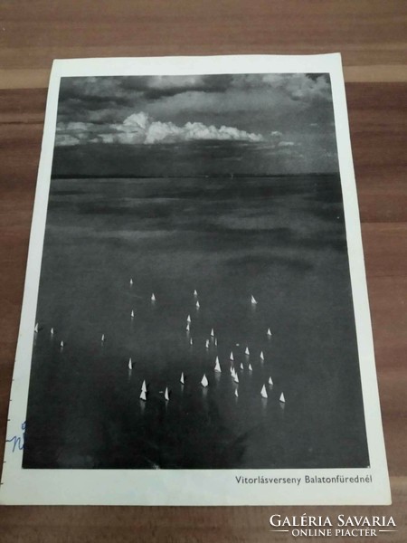 Balaton, aerial photo, sailing race at Balaton spa, sheet size: 16 cm x 11.5 cm