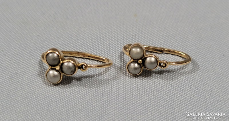 Antique 14k gold children's earrings with pearls 1.1 g