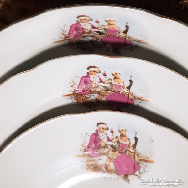 3db tányér barokk pár -dekorral