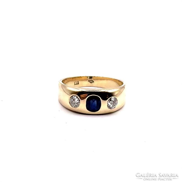 4822. Art deco caul ring with diamonds and blue sapphires