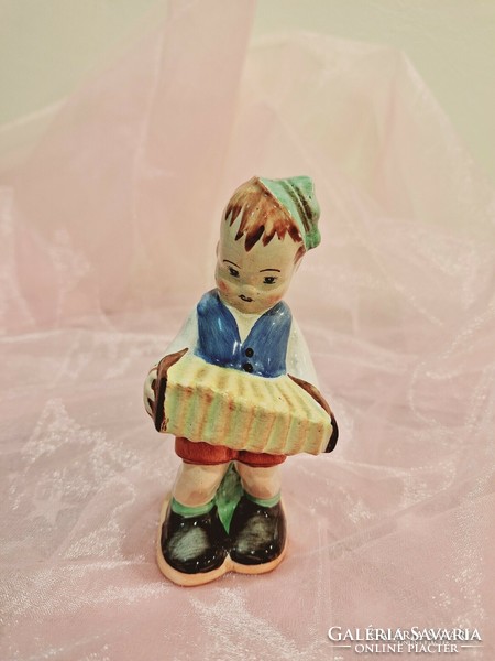 Bodrogkeresztúr ceramics, figure of a boy with an accordion