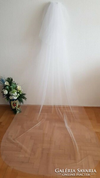 Fty114 - 2-layer, untrimmed, snow-white bridal veil 60/300x150cm