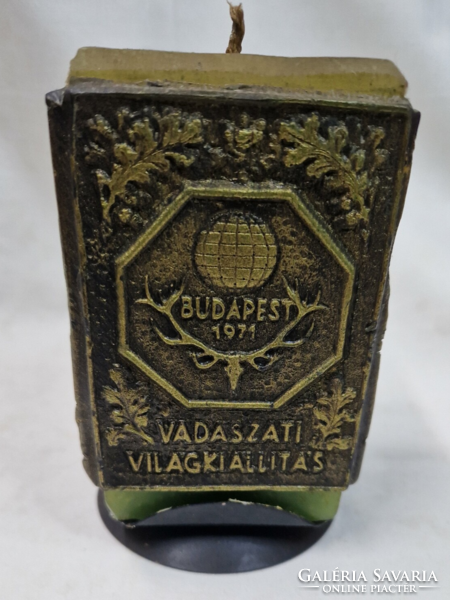 World hunting exhibition 1971, commemorative candle, decorative candle, metal base in good condition