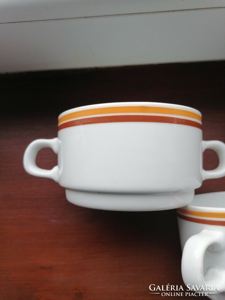 Alföldi narancssárga barna csíkos leveses csészék