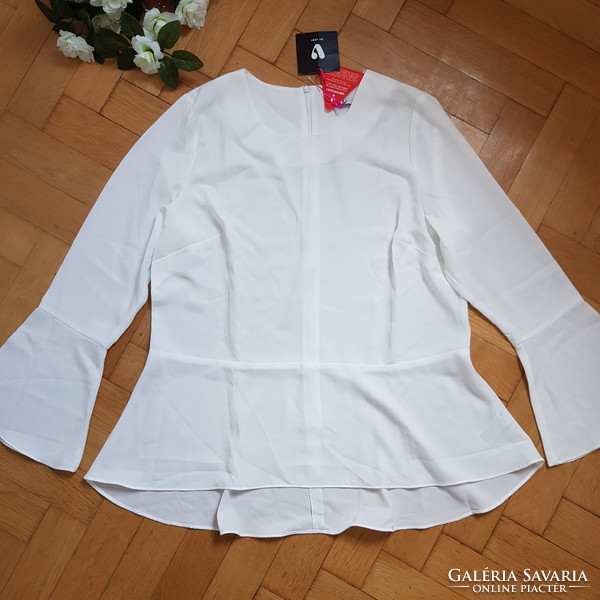 New size 44/l-xl snow white expanding long sleeve blouse top