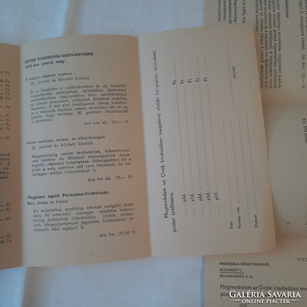 MEDICINA KÖNYVKIADÓ prospektus 1969. és 1970.évben megjelenő Panoráma útikönyvekről+ megrendelőlap