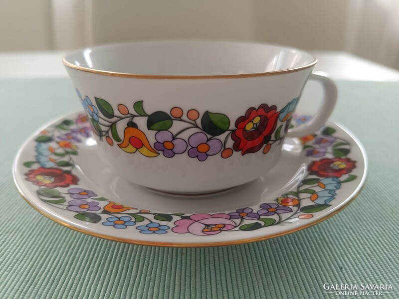 Kalocsa pattern porcelain tea cup + base