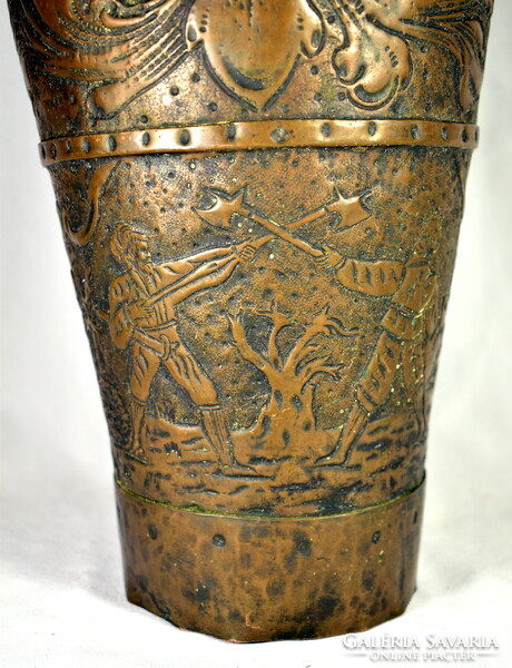 xviii. No. Red copper jug with Baroque hatchet scene