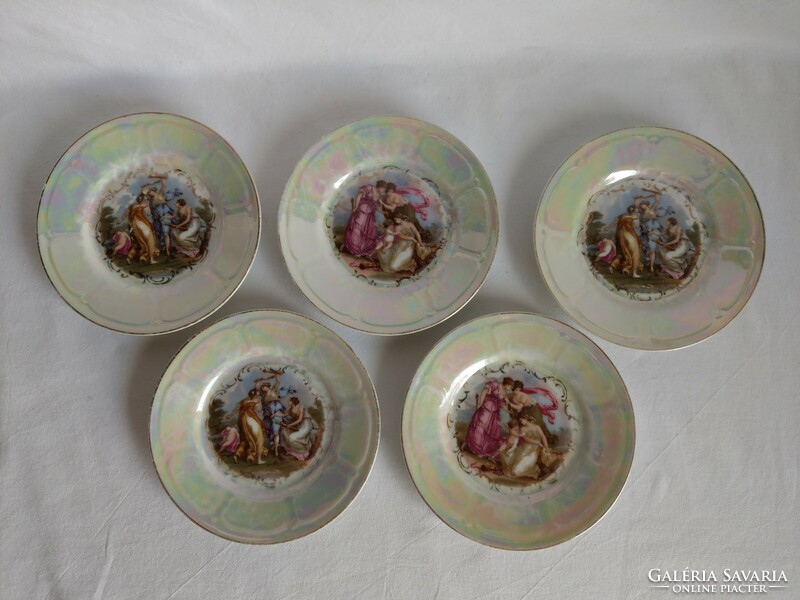 Zsolnay, iridescent porcelain cake plate set 5pcs/15cm
