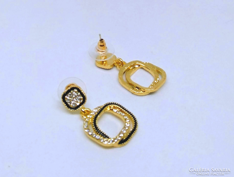 Gold-plated, tiny clear cz crystal geometric earrings 64