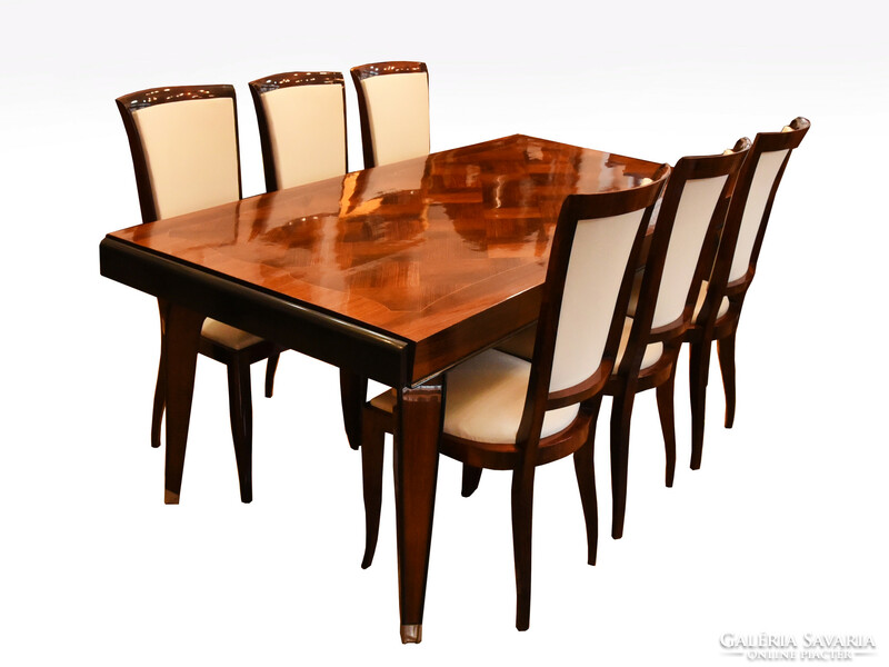 French 6-person art deco dining set Early 20th century