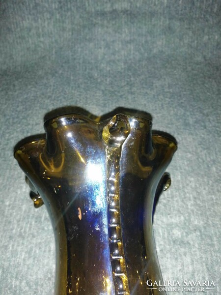 Retro borostyán vastag üveg váza, 29 cm magas (A9)