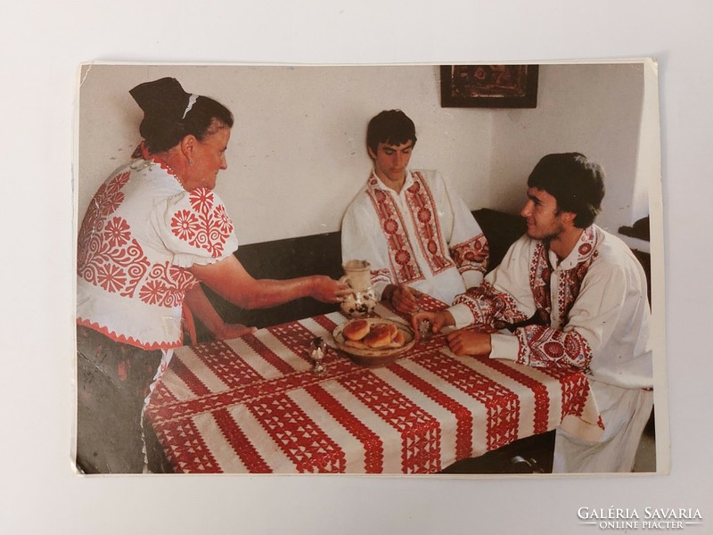 Old postcard Buzsák lads folk costume photo 1985