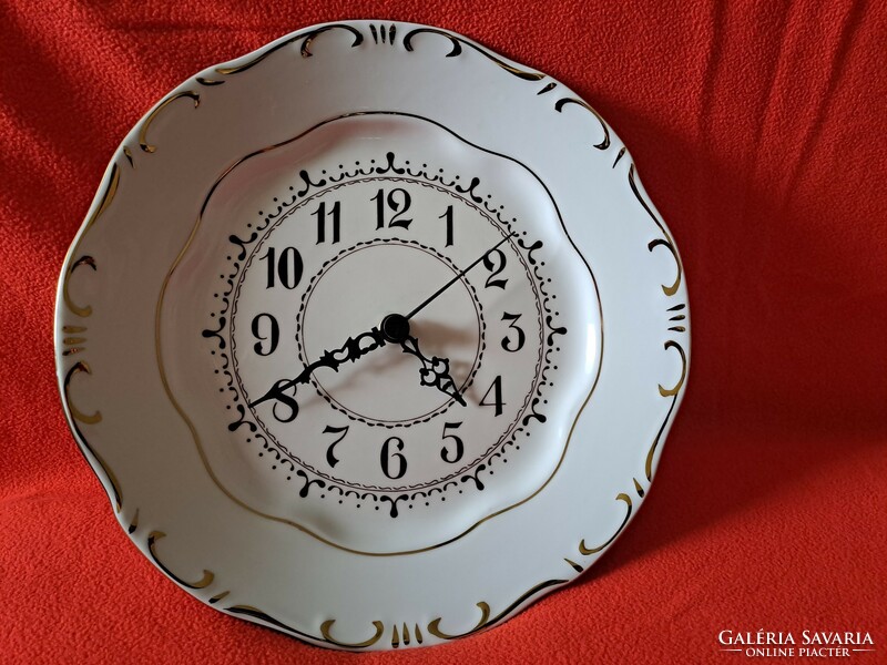 Flawless! Zsolnay stafír porcelain wall clock / plate clock