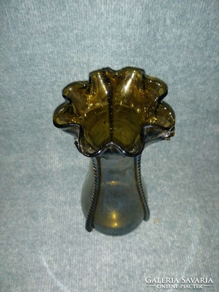 Retro amber thick glass vase, 29 cm high (a9)