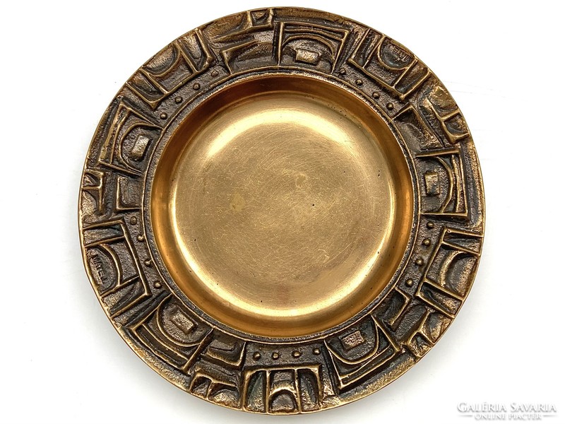 János Máté modernist applied art gilded bronze bowl
