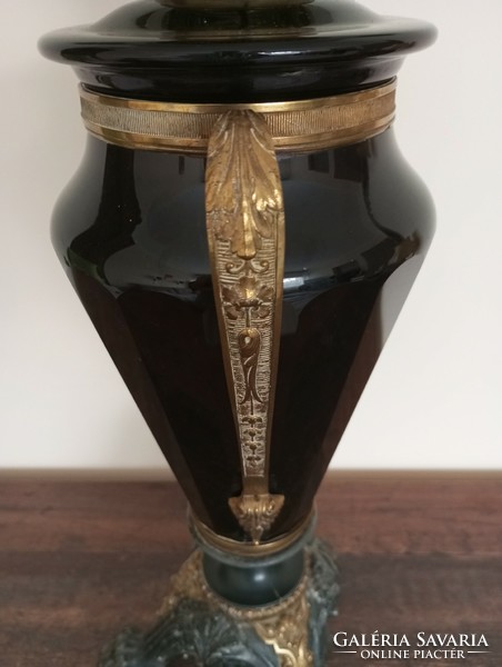 Antique kerosene lamp with a beautiful polished glass body