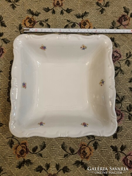 Zsolnay 2 flat and square serving bowls with small flowers