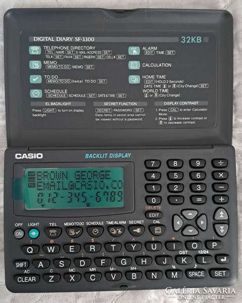 Retro Casio diarty sf-3000 kb manager kalkulátor új,