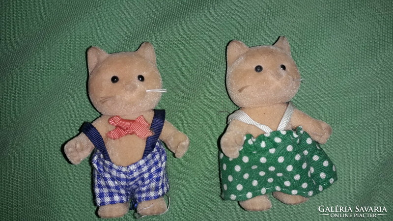 Antique microplush coated doll house toy cat and kitten pair together 6 cm according to the pictures