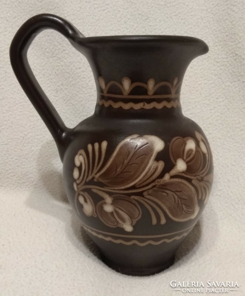 Hódmezővásárhely brown ceramic jug 20 cm