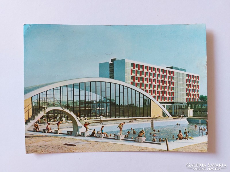 Régi képeslap Hajduszoboszló 1969 SZOT Béke gyógyfürdő