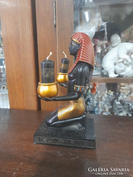 Egyptian figural painted candlestick souvenir sculpture.