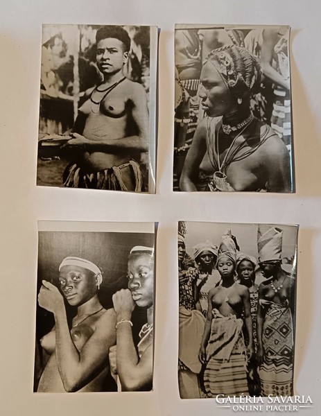 4 darab régi fénykép afrikai törzsi nők akt képek
