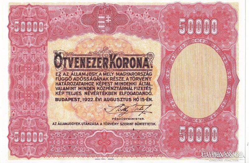 Hungary 50,000 kroner draft 1922