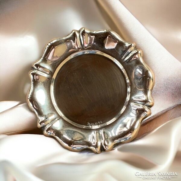 Antik ezüst virágot formázó gyűrűtartó tálka