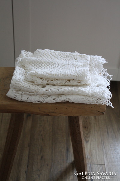 Wonderful white crocheted cotton lace tablecloths 4 pcs - beautiful
