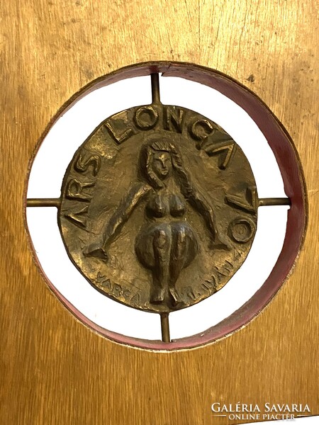 Iván Varga female nude ars longa 70 retro bronze wall picture in wooden frame
