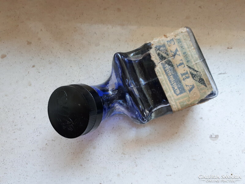 Retro régi tintás üveg, eredeti tintával 2 db EXTRA töltőtoll tinta