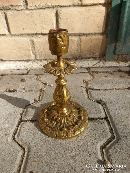 Sumptuous antique copper candle holder ii. (16X9 cm)