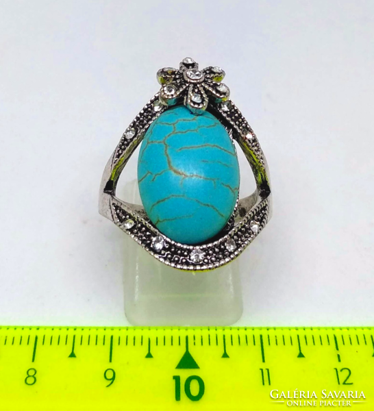 Tibetan silver turquoise stone ring 281