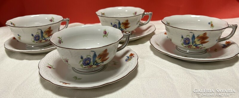 Herend porcelain tea cup with flower pattern 4 pcs
