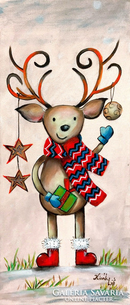 Rudolf - akrilfestmény - 58 x 24 cm