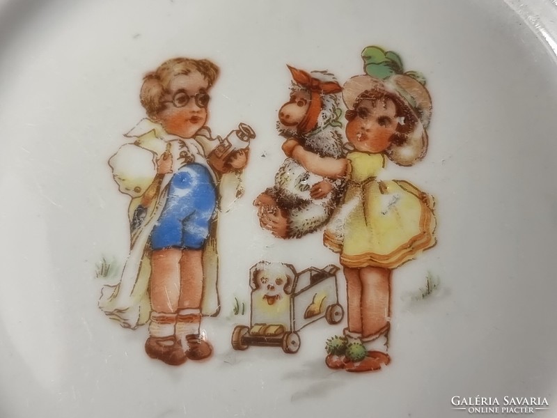 Old porcelain children's plate, children's plate, fairy tale plate.