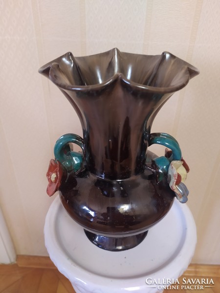 Komlós: art deco two-handled ceramic vase in good condition, 23 cm