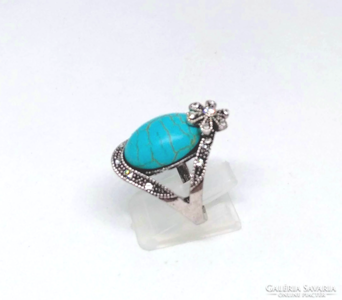 Tibetan silver turquoise stone ring 281