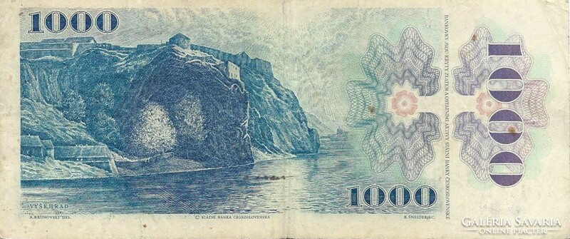 1000 korun korona 1985-1993 szlovák bélyeggel Szlovákia Ritka